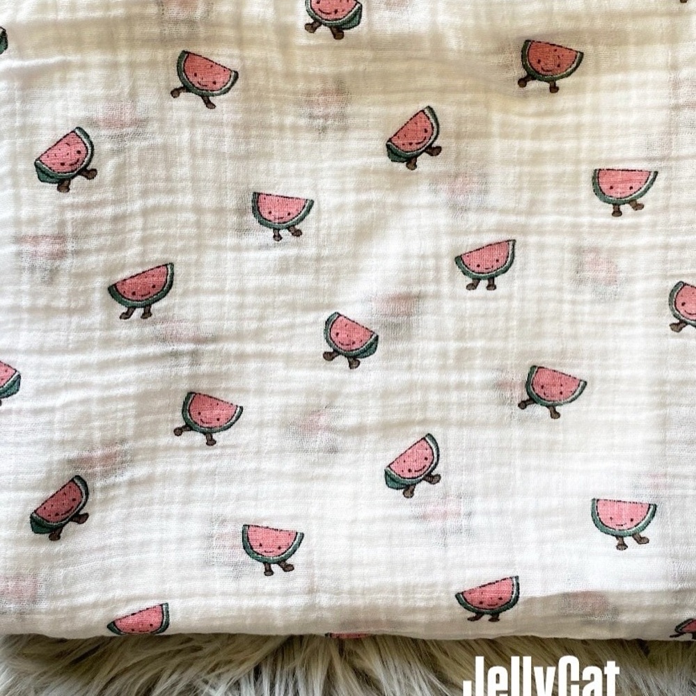 Jellycat Pink Watermelon Print Muslin Blanket